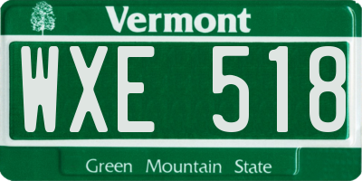 VT license plate WXE518
