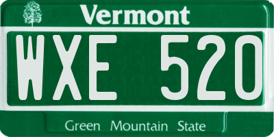 VT license plate WXE520