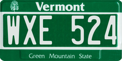 VT license plate WXE524