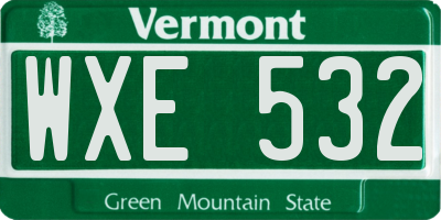 VT license plate WXE532