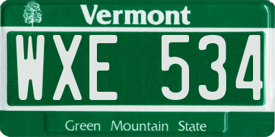 VT license plate WXE534