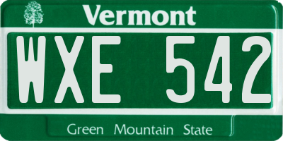 VT license plate WXE542