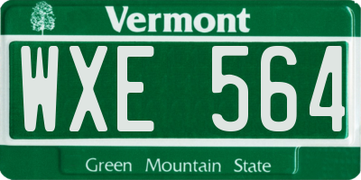 VT license plate WXE564