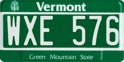 VT license plate WXE576