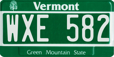 VT license plate WXE582