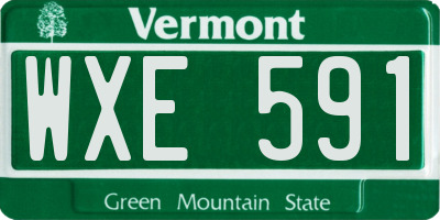 VT license plate WXE591