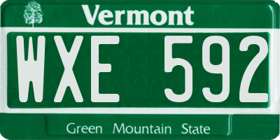 VT license plate WXE592