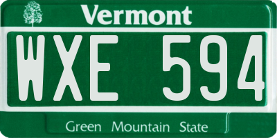 VT license plate WXE594