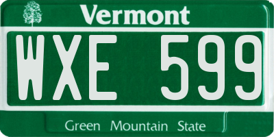 VT license plate WXE599