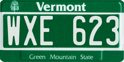 VT license plate WXE623