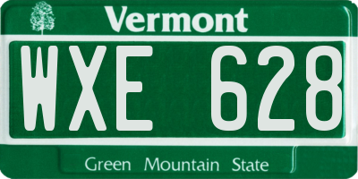 VT license plate WXE628