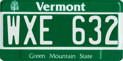 VT license plate WXE632