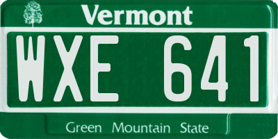 VT license plate WXE641