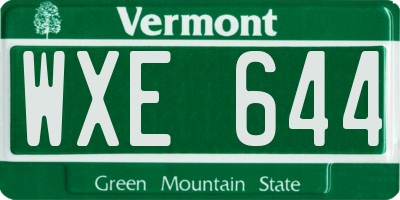 VT license plate WXE644