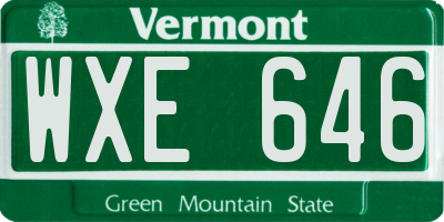 VT license plate WXE646