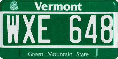 VT license plate WXE648