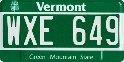VT license plate WXE649