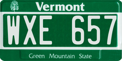 VT license plate WXE657