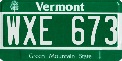 VT license plate WXE673