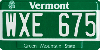VT license plate WXE675