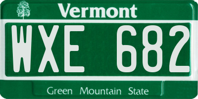 VT license plate WXE682