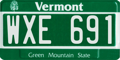 VT license plate WXE691