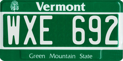 VT license plate WXE692