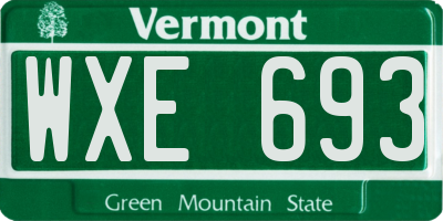 VT license plate WXE693
