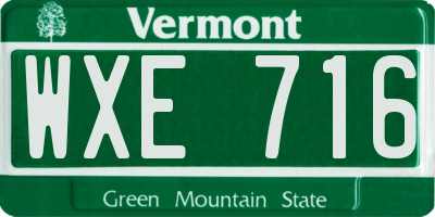 VT license plate WXE716