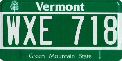 VT license plate WXE718