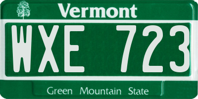 VT license plate WXE723