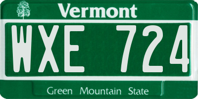 VT license plate WXE724