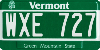 VT license plate WXE727