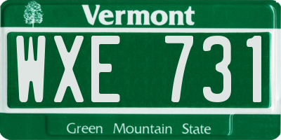 VT license plate WXE731
