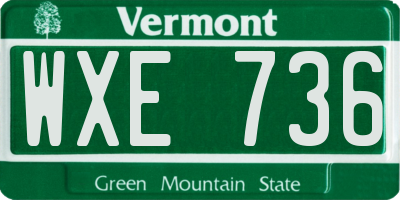 VT license plate WXE736