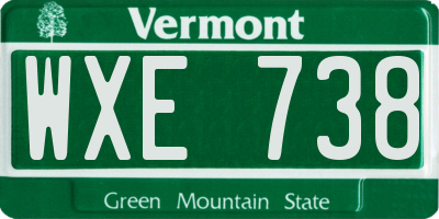 VT license plate WXE738