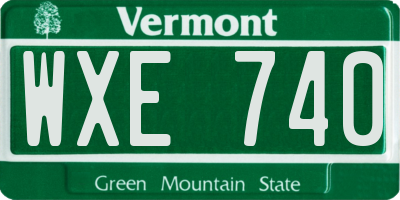 VT license plate WXE740