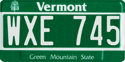 VT license plate WXE745