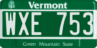 VT license plate WXE753