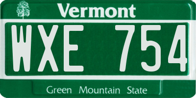 VT license plate WXE754