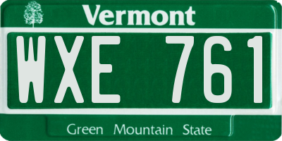 VT license plate WXE761