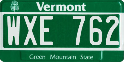 VT license plate WXE762
