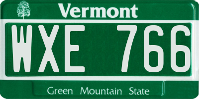 VT license plate WXE766