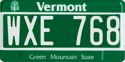 VT license plate WXE768