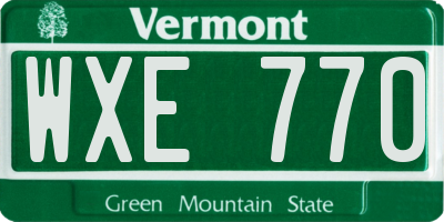 VT license plate WXE770