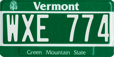 VT license plate WXE774
