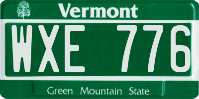 VT license plate WXE776