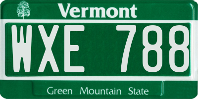 VT license plate WXE788