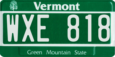 VT license plate WXE818