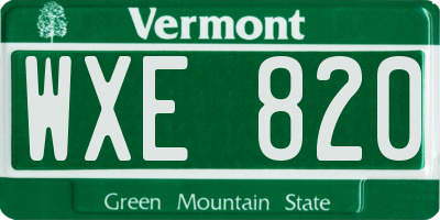 VT license plate WXE820